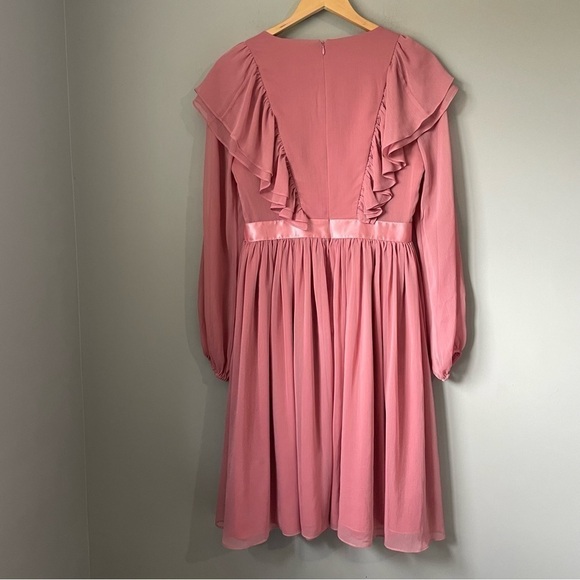 💕🌷👛💖 RACHEL PARCELL long sleeve ruffle twirl dress pink size small Barbie - Picture 11 of 14